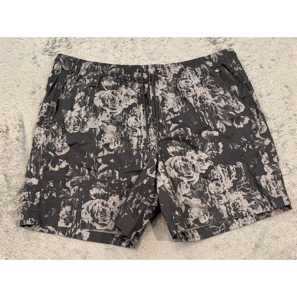 VRST Mens Floral Rose Print Stretch Shorts Grey Black XL VRST-F22-HT-LS1